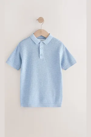 Next 100% Cotton Textured Short Sleeve Knitted Polo Shirt (3-16yrs) (3-16yrs)13 Jaar (158cm)