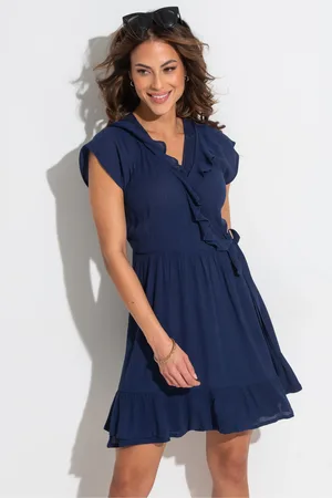 Pour Moi LENZING ECOVERO strandjurk van viscose met overslag, ruches en viscose42