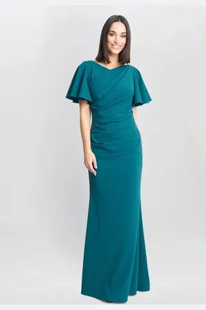 Gina Bacconi Blue Portia Crepe Maxi Dress48