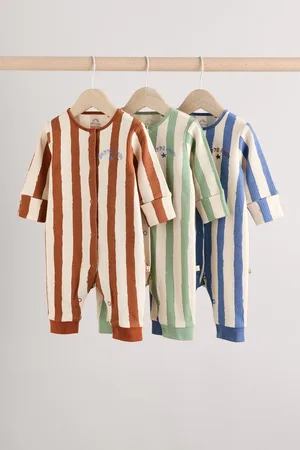 Next Set van 3 voetloze 100% katoenen babypyjama