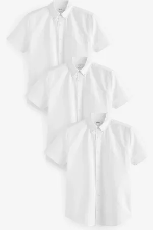 Next 100% Cotton Short Sleeve Oxford Shirt 3 Pack3XL