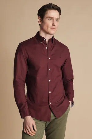 Charles Tyrwhitt Plain Slim Fit Button Down Stretch Washed Oxford 100% Cotton ShirtXL