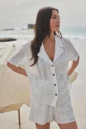 Next Broderie Short Sleeve Holiday Shirt48 Tall