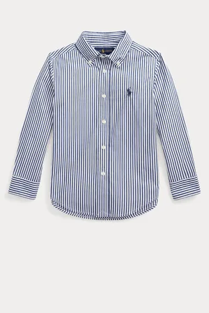 Ralph Lauren Boys Striped 100% Cotton Poplin Blue/White Shirt6 Jaar (116cm)