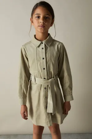 Reiss Mara Corduroy Belted Long-Sleeve Dress12