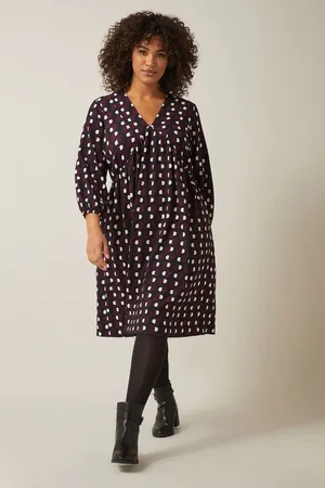 Evans Red Geometric Balloon Sleeve Dress46