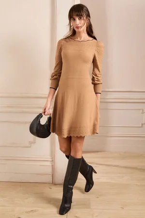 Love & Roses Scallop Neck Knitted Pointelle Mini Dress44