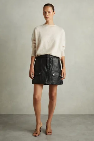 Reiss Parker Grained-Leather High-Rise Mini Skirt34