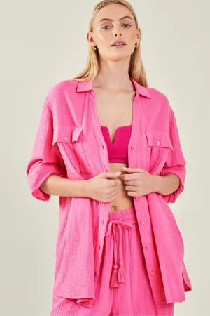 Accessorize Long Sleeve Crinkle 100% Cotton ShirtL