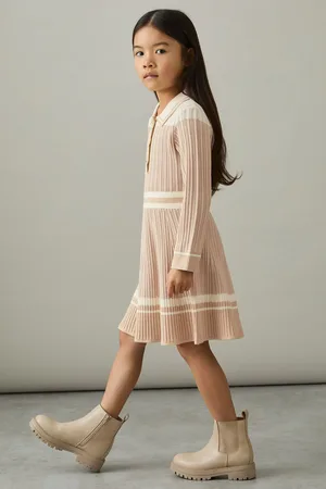 Reiss Colette Rib-Knit Pointelle Flared Dress8