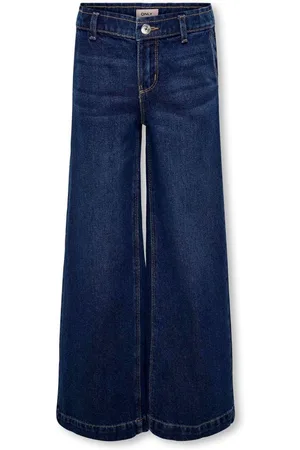 ONLY Blue 100% Cotton Wide Leg Jeans with Adjustable Waist9 Jaar (134cm)