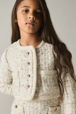 Reiss Felicity Tweed-Effect Knitted Jacket with Merino10