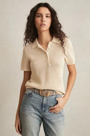Reiss Evi Cotton-Blend Open-Knit Polo Shirtxsmall