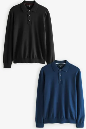 Next Knitted Long Sleeve Polo Shirts 2 PackXS Reg