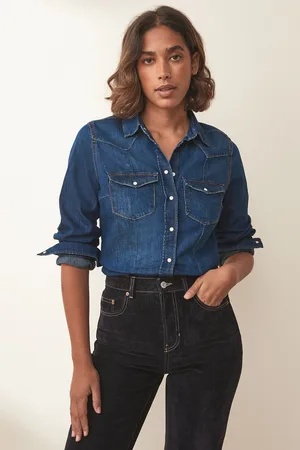 Next Fuller Bust Seam Detail Fitted Denim Western Shirt38 Tall