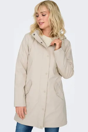 ONLY Natural Teddy Lined Hooded Raincoat38