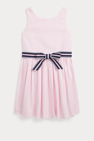 Ralph Lauren Girls Pink 100% Cotton Oxford Dress(1-5 jr)