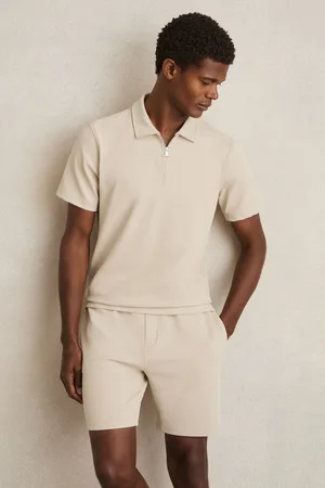 Reiss Albany Textured Half-Zip Polo ShirtS