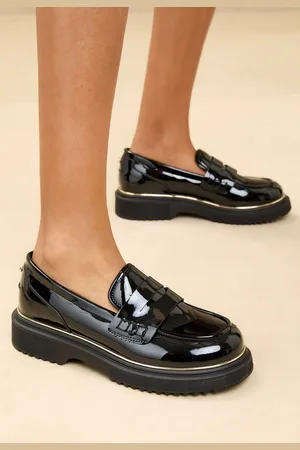 Lipsy London Patent Faux Leather Chunky Rand Loafer School ShoesEU 29 G (UK 11)