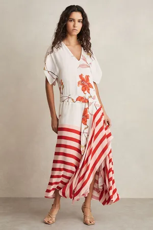 Reiss Alicia Floral Stripe-Print Maxi Dress38