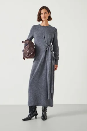 Hush Puppies Tilly Tie Waist Merino Wool Midi Jumper DressL
