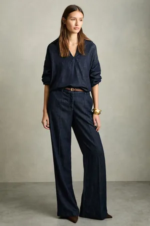 Reiss REED Open Collar Denim OvershirtL