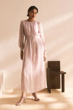 Next Long Sleeve Tie Waist Crew Neck Maxi Dress40