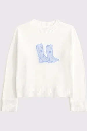 Abercrombie & Fitch Cowgirl Cream Western Boots Knitted Jumper11