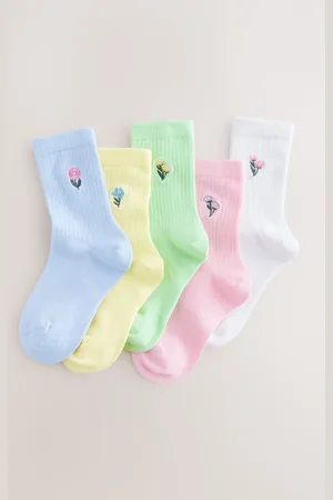 Next Cotton Rich Embroidered Ankle Socks 5 Packuk125eu31