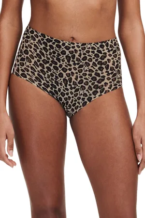 Chantelle Zachte naadloze slip met stretch, hoge taille, één maat en luipaardprintEén