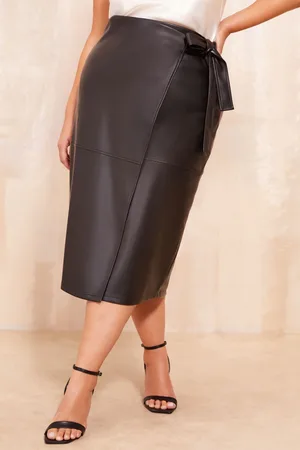 Friends Like These Faux Leather Wrap Midi SkirtEU 56 (UK 28)