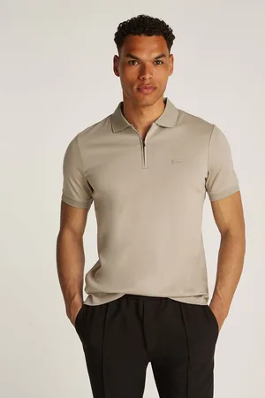 Calvin Klein Cotton Short Sleeve Zip Polo ShirtL