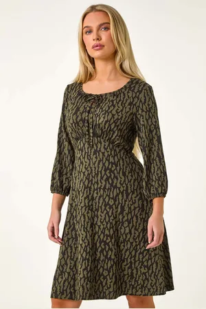 Roman Petite Abstract Tie Front Stretch Jersey Dress42