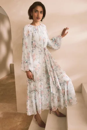 Next Long Sleeve Tie Waist Ruffle Detail Maxi Dress40