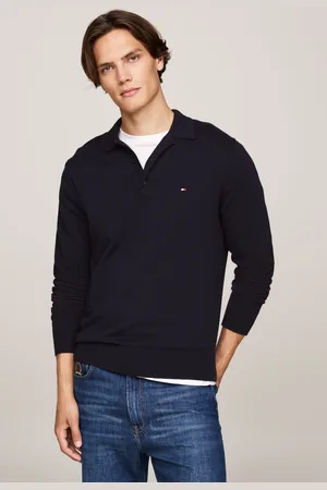 Tommy Hilfiger Blue Organic Pima Cotton Cashmere Long Sleeved Polo ShirtXXL