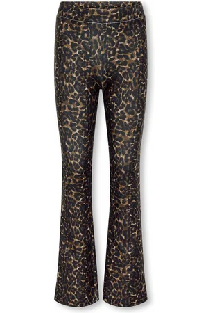 ONLY Leopard Print Flared Black Trousers12 Jaar (152cm)