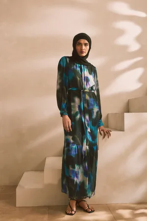 Next Long Sleeve Crinkle Tie Waist Maxi Dress44