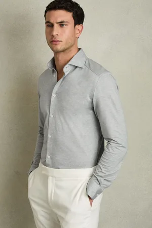 Reiss Nate Cotton-Blend Jersey Cutaway-Collar ShirtXS