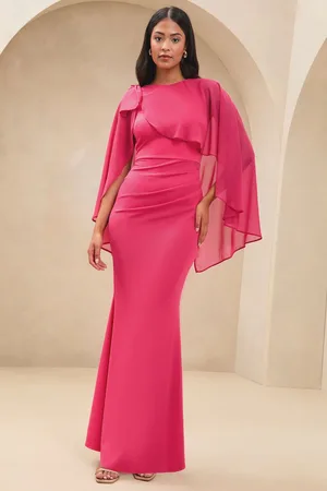 Lipsy London Bow Shoulder Long Sleeve Cape Maxi Dress36