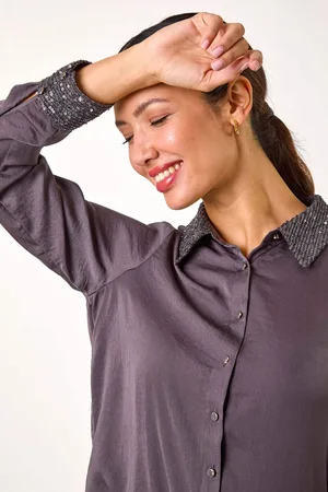 Roman Sequin Collar and Cuff Shirt48