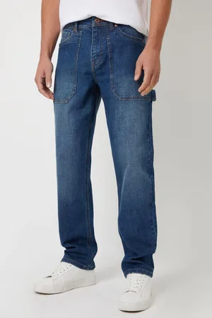 Threadbare Mid Wash Stretch Straight Leg Carpenter Jeans With Stretch32
