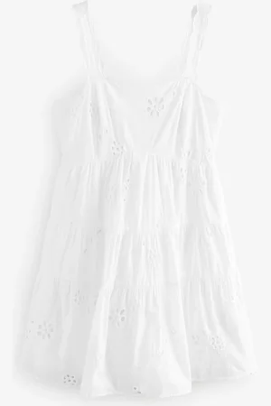 Next Embroidered Tiered 100% Cotton Mini Dress50