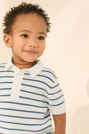 Next Button Neck Knitted 100% Cotton Polo Shirt (3mths-7yrs)116122cm