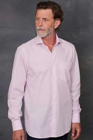 SAVILE ROW The Blue 100% Cotton Stripe Classic Fit Smart Casual ShirtM