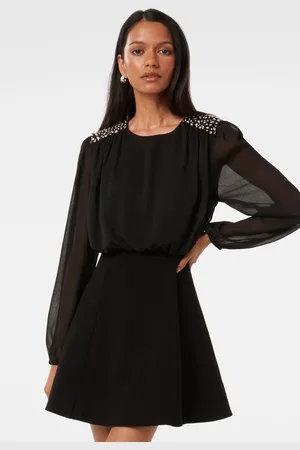 Forever New Petite Nyla Diamante Trim Mini Dress34