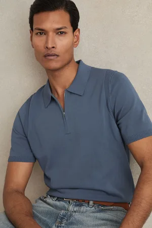 Reiss Berkley Cotton Half-Zip Knitted Polo Shirt
