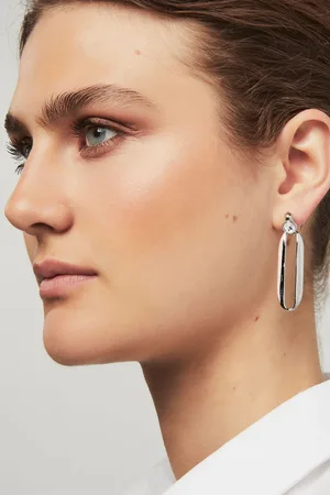 Karen Millen Gold Tone Crystal Ellipse Drop Earringseen