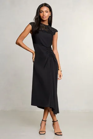 Lipsy London Lace Top Asymmetrical Fit and Flare Midi Dress42