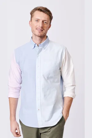 Aubin Blue Burwell Patchwork 100% Cotton ShirtM