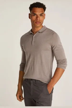 Calvin Klein Italian Merino Silk Long Sleeve Polo ShirtXL